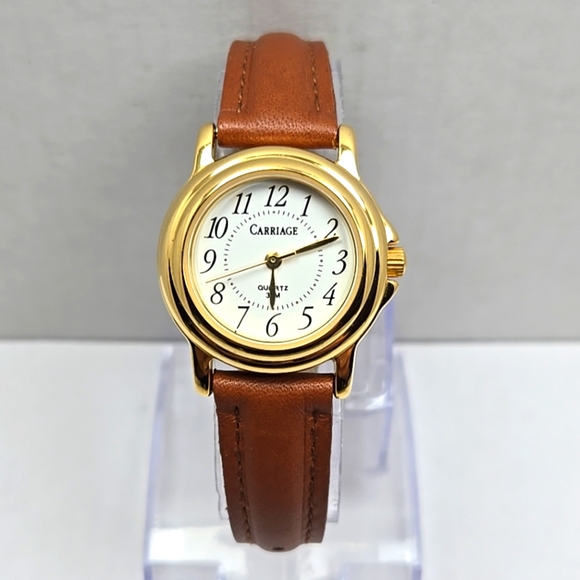 Carriage by Timex Accessories - Vintage Carriage By Timex Watch Womens Gold Tone Brown Leather New Battery Dress